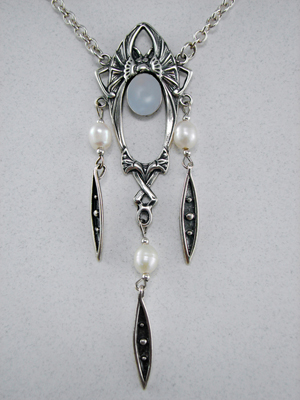 Sterling Silver Extravagant Art Deco Necklace With Blue Lace Agate